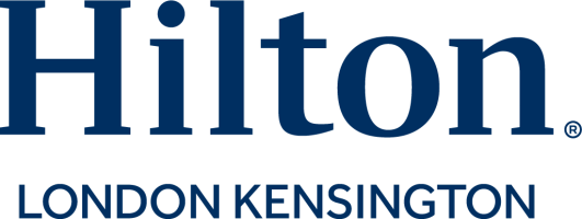 Hilton London Kensington logo in blue text.