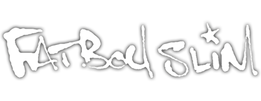 Stylized black text 'Fatboy Slim' with a star above the 'I' on a white background.